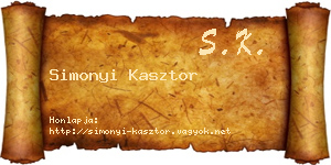 Simonyi Kasztor névjegykártya